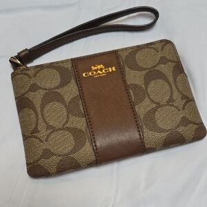 Coach Brown Signature Wristlet